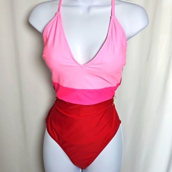 100.🆕Med. Cupshe V Neck Cross Back Color Block  NWT - Picture 3 of 10